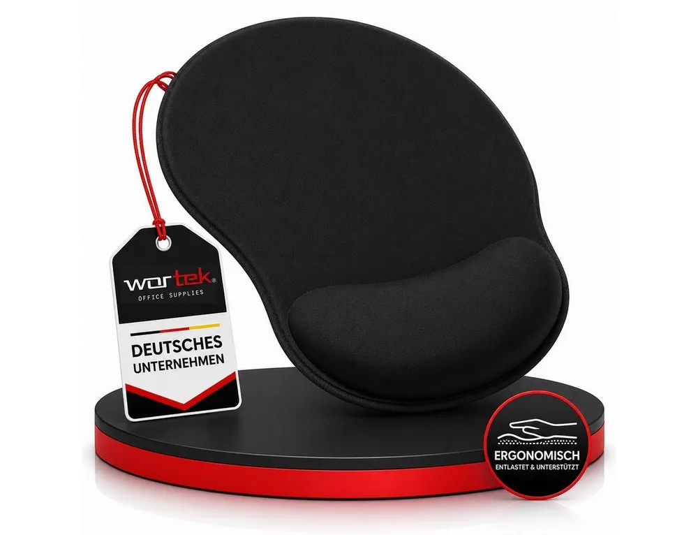 wortek Mauspad Ergonomisches Mousepad mit Handgelenkauflage, Office Mauspad mit Gelkissen und Handballenauflage