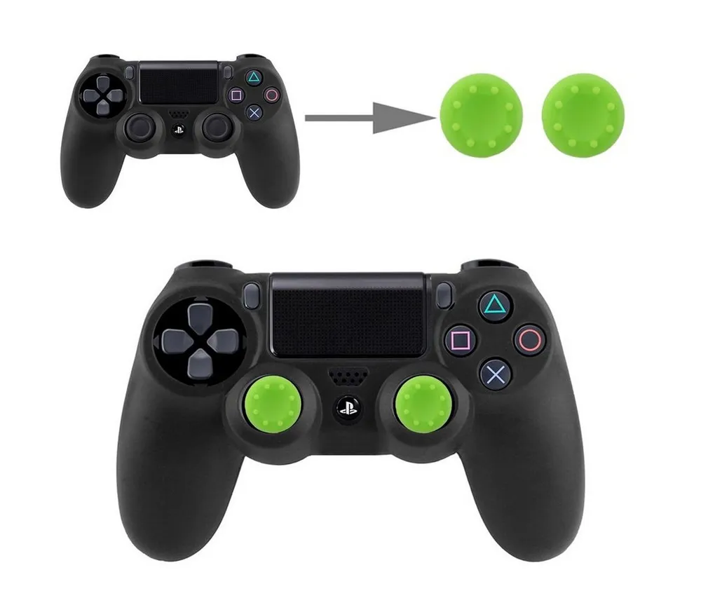 wortek Thumb Grips Controller Aufsätze, 2er Set Gaming-Controller (2er Set, genoppte Silikonkappen Grip Cap Joystick Schutz Aufsatz Silikon Kappen)