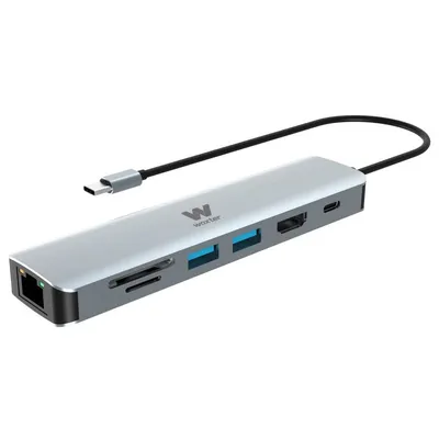 Woxter 7-in-1 USB-C-Hub auf HDMI/USB-C PD/USB 3.0/RJ45/Kartenleser