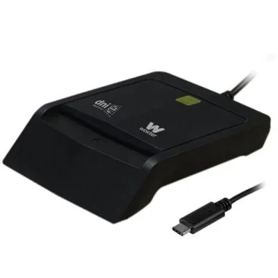 Woxter PE26-200 USB C DNI Reader/Schwarz/Inkl. USB A/Smartcard-Adapter/PC und MAC