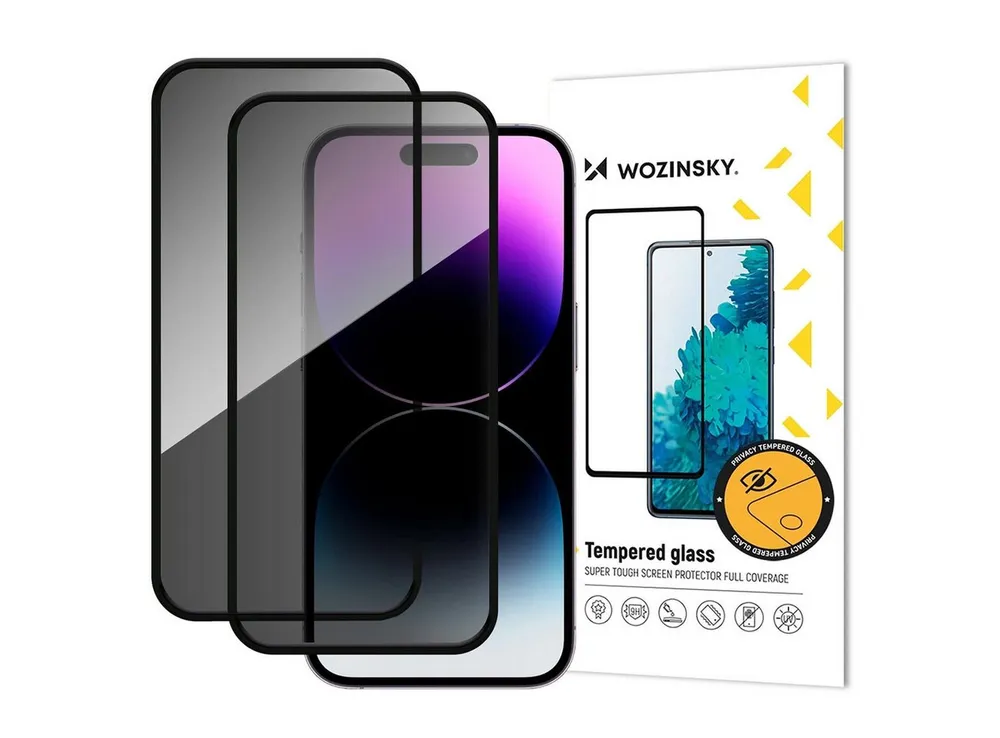 Wozinsky Displayschutzglas 2er-Set Privacy Glass Gehärtetes Glas Kompatibel mit iPhone 17 für iPhone 17
