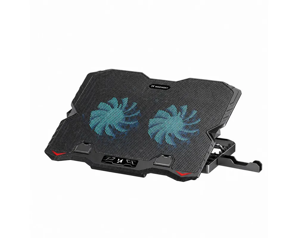 Wozinsky Notebook-Kühler WDCX-015, Leise Kühlung, 2 Lüfter, USB-Hub, Handyhalter, 5 Winkel