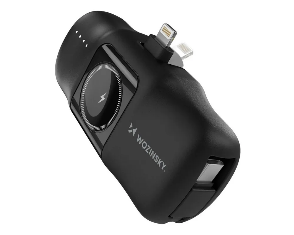 Wozinsky WF16-YLS Mini Powerbank 5000 mAh (5 V), kompatibel mit Apple Watch, induktives Laden, Mehrfachanschluss