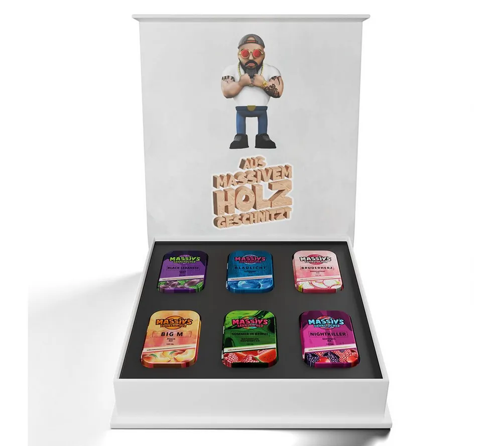 Wunder Zahnstocher Mundpflegecenter Massiv's Zahnstocher - Zahnstocher mit Geschmack – 6er Set Geschenkbox, Zahnstocher mit Geschmack, Zahnstocher mit Geschmack