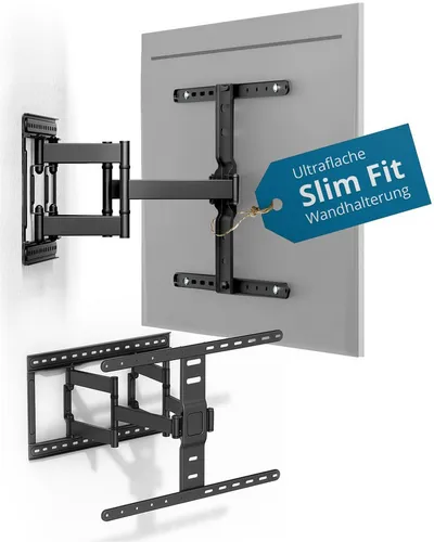 Xantron TV-Wandhalterung Ultra Slim Fit Schwenkbar - nur 27mm Wand-Abstand, SLIMLINE-466US, (bis 60 Zoll, bis 75kg, 43-90 Zoll & VESA bis 600×400)