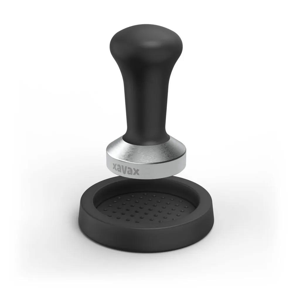 Tamping-Set, Tamper 51 mm, Edelstahl, mit Tampermatte, rutschfest, Schwarz (00111276)