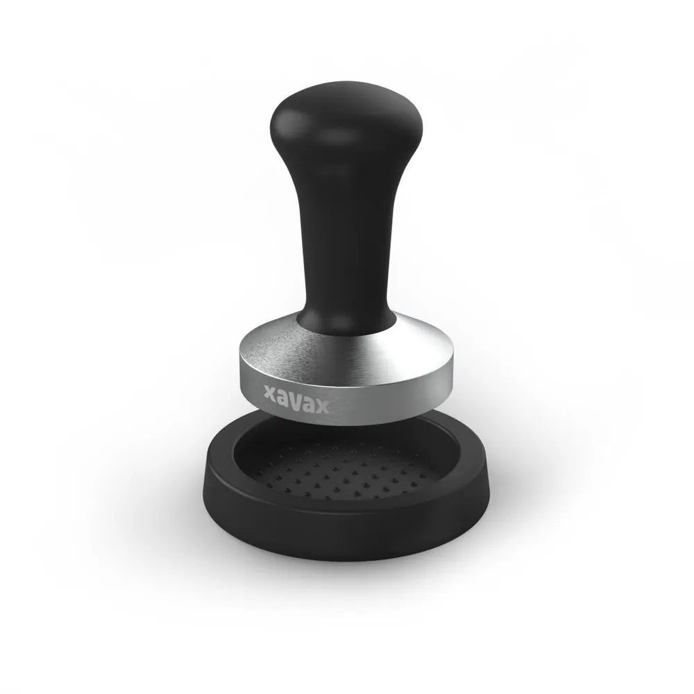 Tamping-Set, Tamper 58 mm, Edelstahl, mit Tampermatte, rutschfest, Schwarz (00111285)