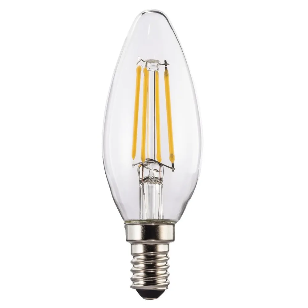 LED-Filament, E14, 470lm ersetzt 40W, Kerzenlampe, Warmweiß, klar, dimmbar (00112821)