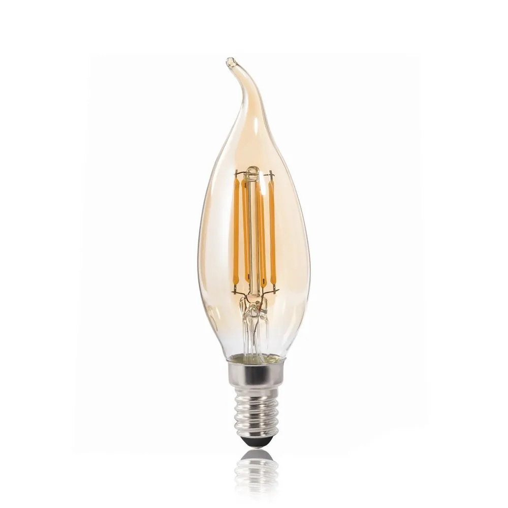 LED-Filament, E14, 400lm ersetzt 35W, Windstoß-Kerze, Amber, Warmweiß (00112841)