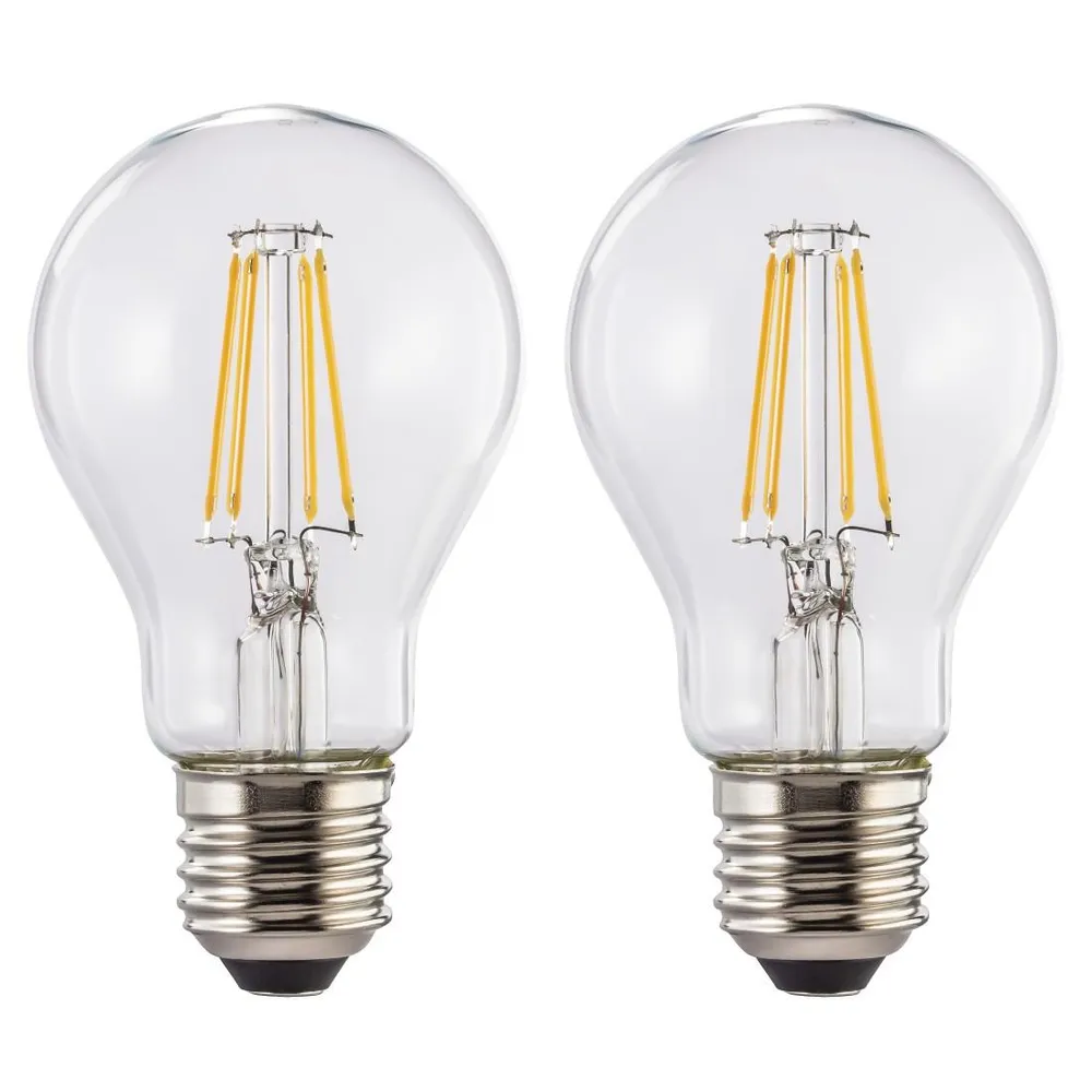LED-Filament, E27, 806lm ersetzt 60W, Glühlampe, Warmweiß, Klar, 2 Stück (00112903)