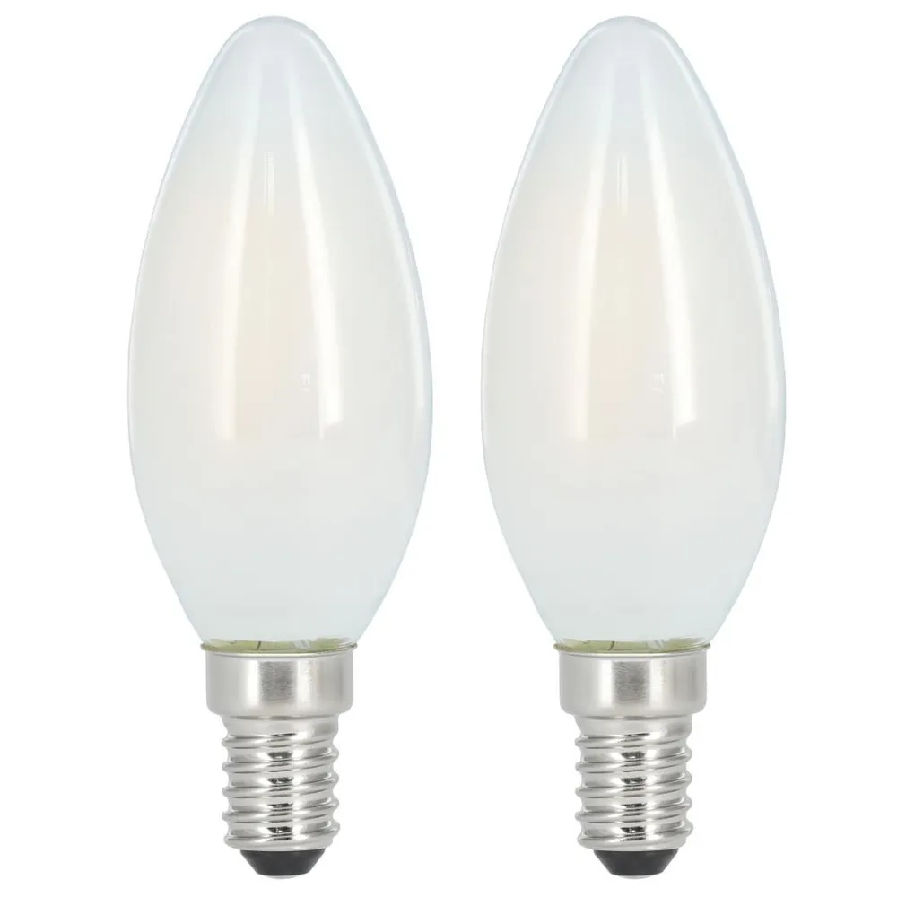 LED-Filament, E14, 470lm ersetzt 40W, Kerzenlampe, Matt, Warmweiß, 2 Stück (00112906)