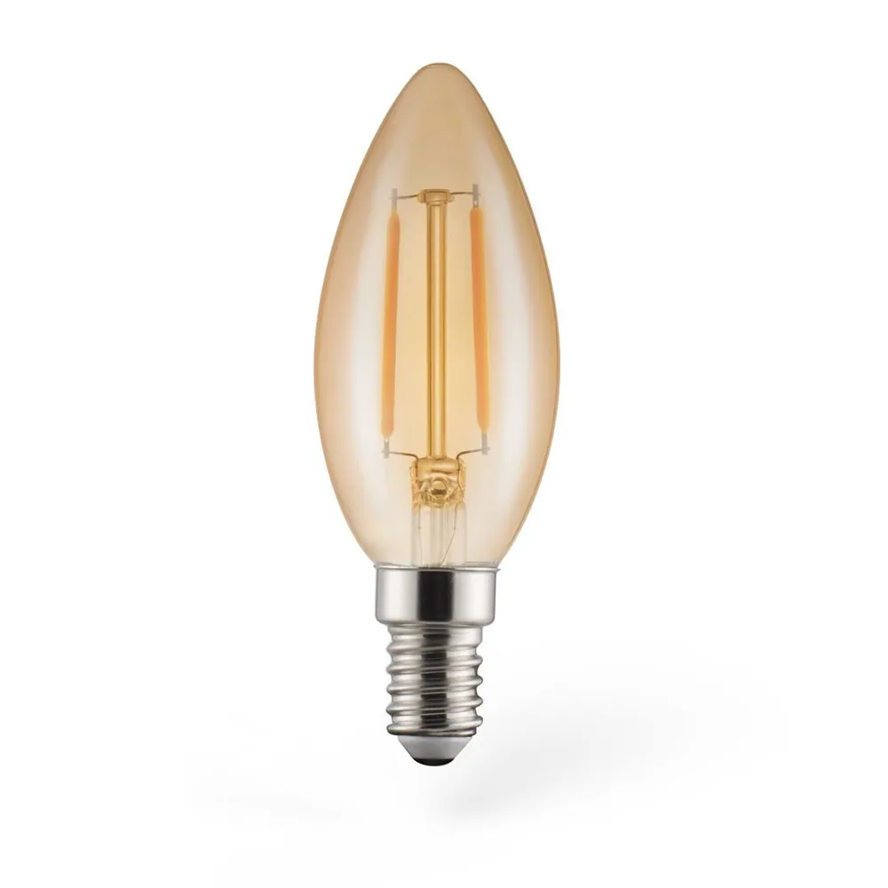 LED-Filament, E14, 180lm 2W, Vintage-Lampe Kerze, Warmweiß (00112909)