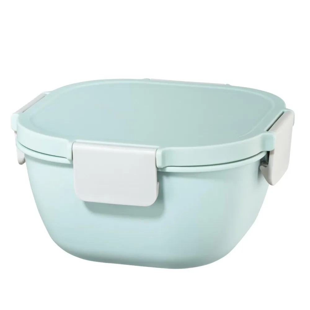 Lunchbox groß, für Mikrowelle, mit Besteck, 1700 ml, Pastellblau/Grau (00181585)