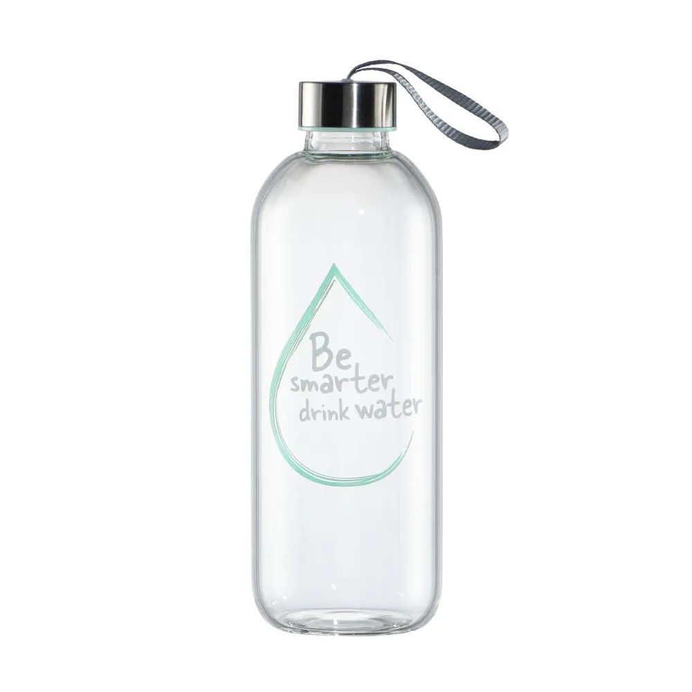 Glasflasche, 1 l, mit Schutzhülle, Schlaufe, für Kohlensäure u. heiß/kalt (00181597)