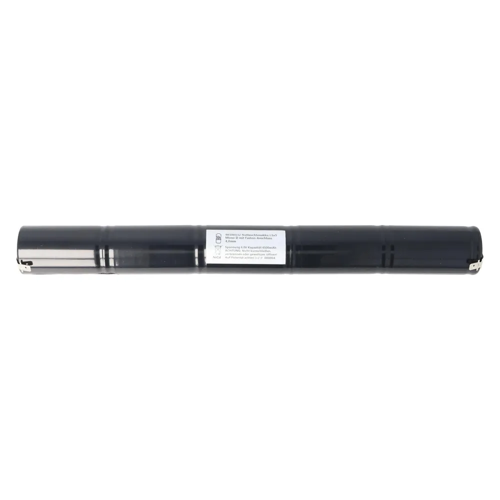 XCell Notleuchtenakku NiCd 6,0V 4500mAh L1x5 Mono D mit Faston-Anschluss 4,8mm ersetzt 6 V Akku