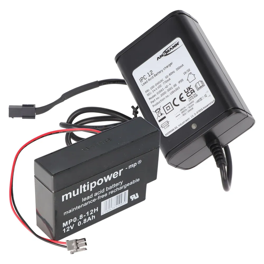 XCell Ladegerät inklusive 1 Akku passend für den Multipower Bleiakku MP0.8-12H Heim und Haus