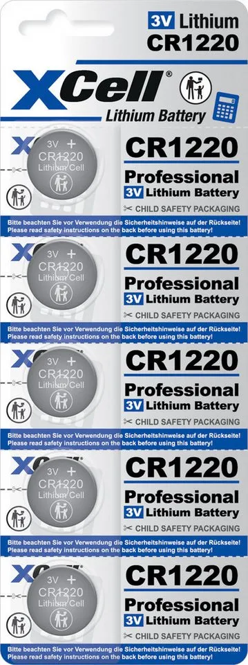 XCell XCell Lithium-Knopfzelle CR1220 5er-Blister 3V/40mAh Knopfzelle
