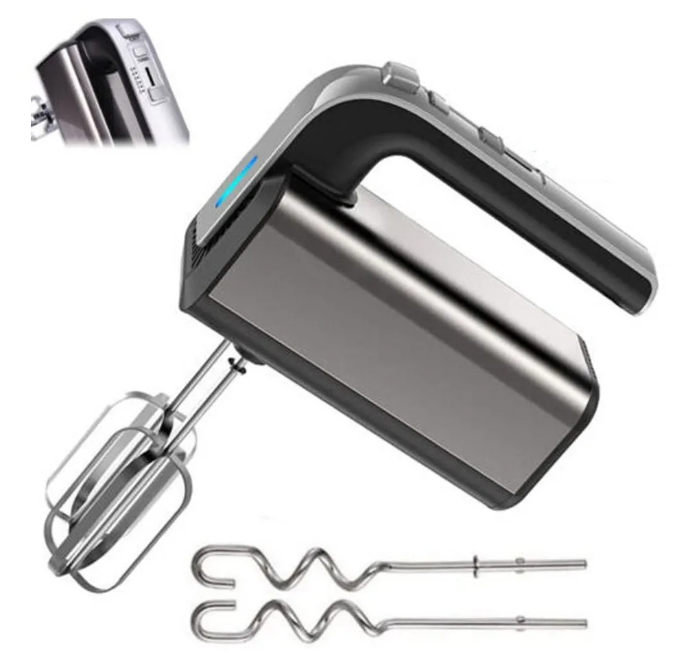 XERSEK Handmixer 800W Handrührgerät Handrührer mit 5 Geschwindigkeiten, 800,00 W, 2 Turbobesen, 2 Edelstahl-Knethaken Pürierstab, Mixbecher
