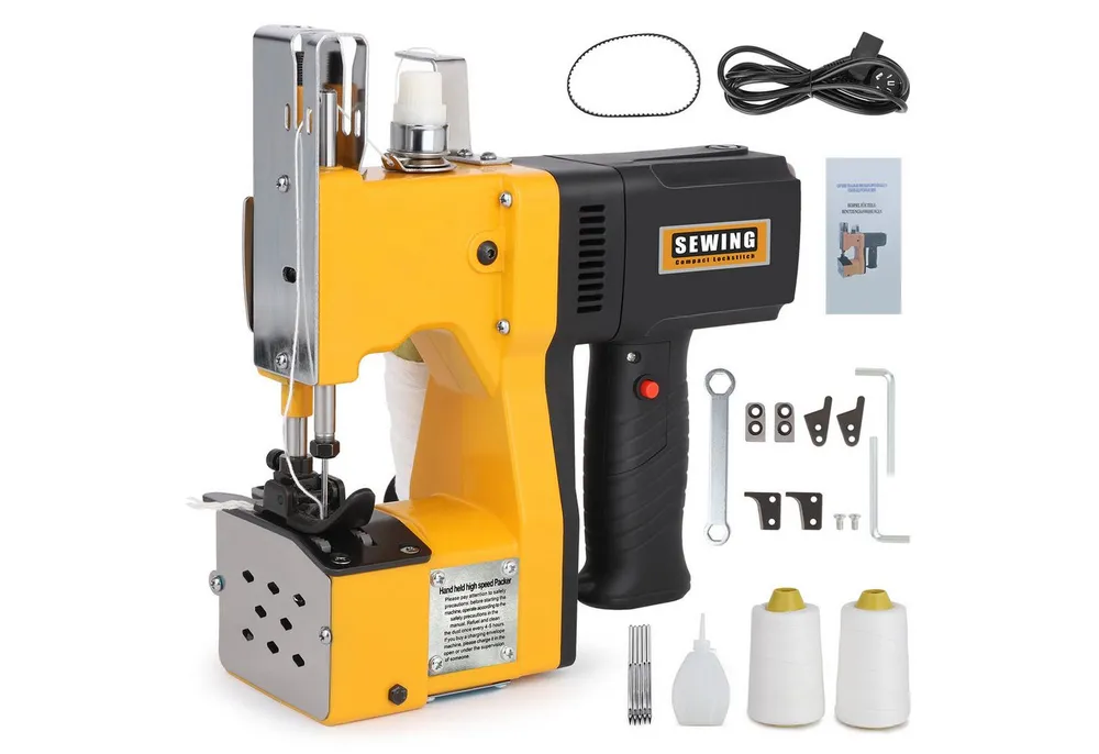 XERSEK Nähmaschine 210W Tragbar Sacknähmaschine 220V Elektrische Beutelverschließmaschine, für Säcke Taschen Stoff Reis Papier Plastiktüten