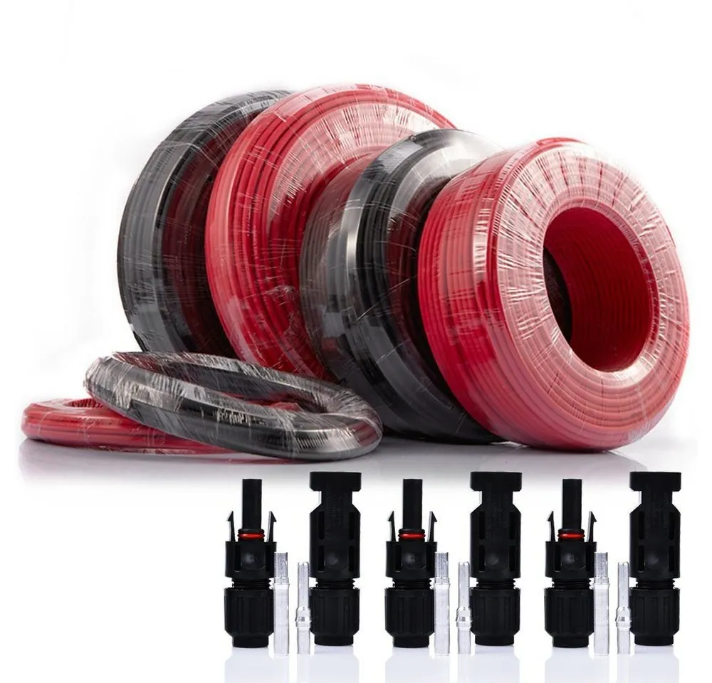 XERSEK Solarkabel 4mm² 6mm² 10mm² Verbindungskabel mit Solarstecker Solarkabel, 1500V IP67 Wasserdichte PV-Kabel, (1000 cm)
