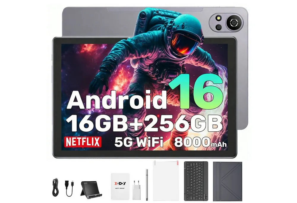 XGODY 2026 Neu Tablet Android 16(24GB+256GB) 8000 mAh Akku WIFI Tablet (10.1", 256 GB, Android 16, 4G (LTE) , 2SIM WlFl IPS, Octa-Core HD Display, WidevineL1/OTG/GPS/Dual Speaker)