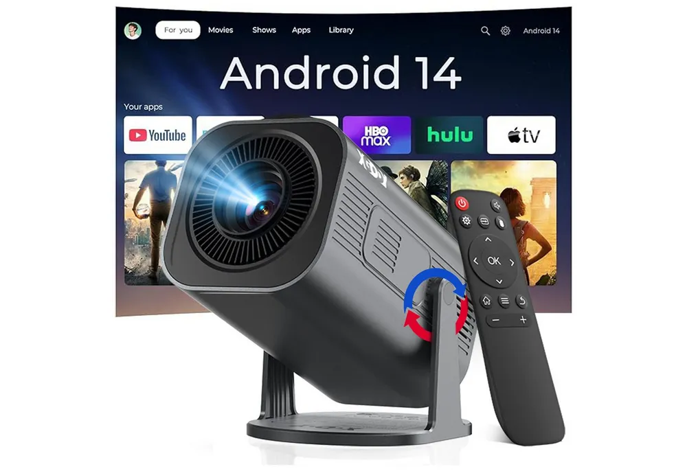 XGODY 2026 Neu Tragbarer Projektor Gimbal 3Pro 4K Android 14 Wifi6 BT 5.4 Mini-Beamer (260 lm, 1500:1, 3840 x 2160 px, Android 14 OS mit App-Store, Youtube, Netflix, Prime Video etc)