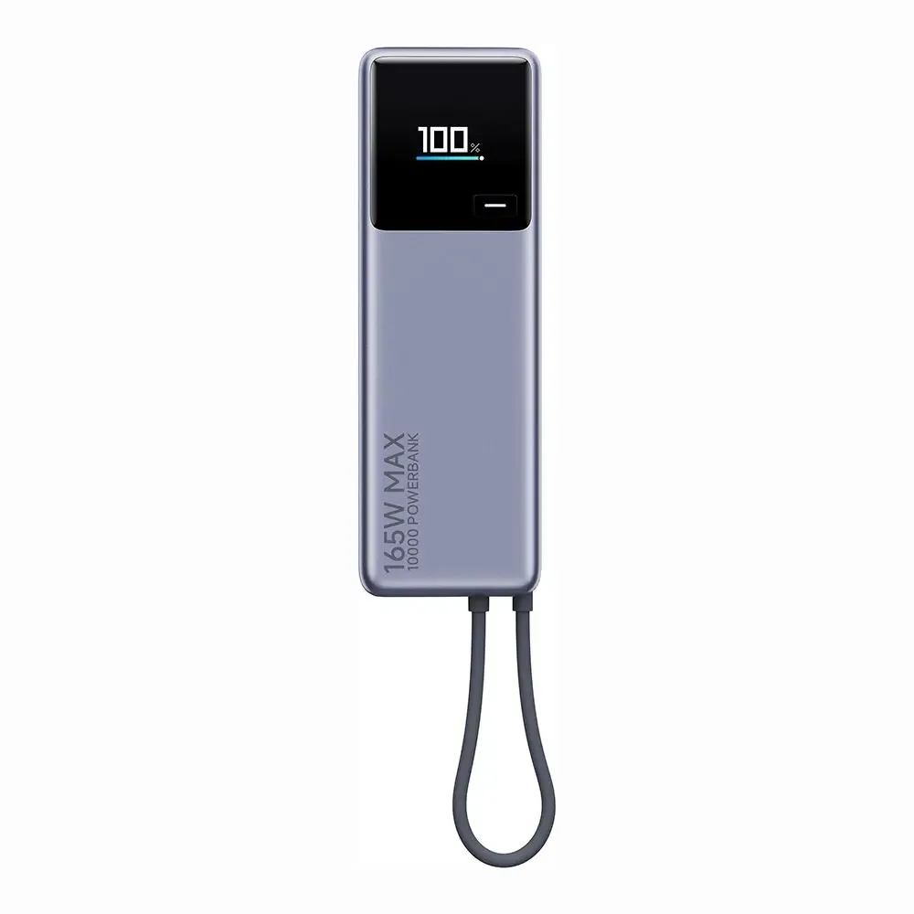 165W Power Bank 10.000-mAh (Integriertes Kabel), Grau