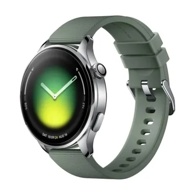 Xiaomi Watch 5 Bluetooth GPS NFC 47mm AMOLED Silber Armband Grün M 5ATM SpO2