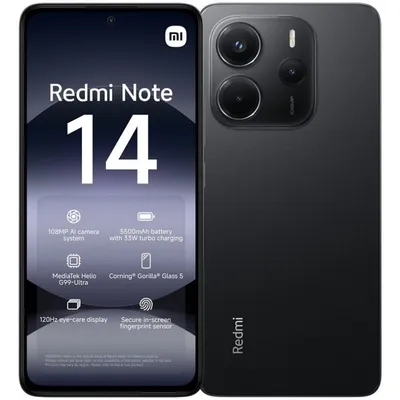 Xiaomi Redmi Note 14 4G 8/256GB Midnight Black Entsperrt Europäische Importversion