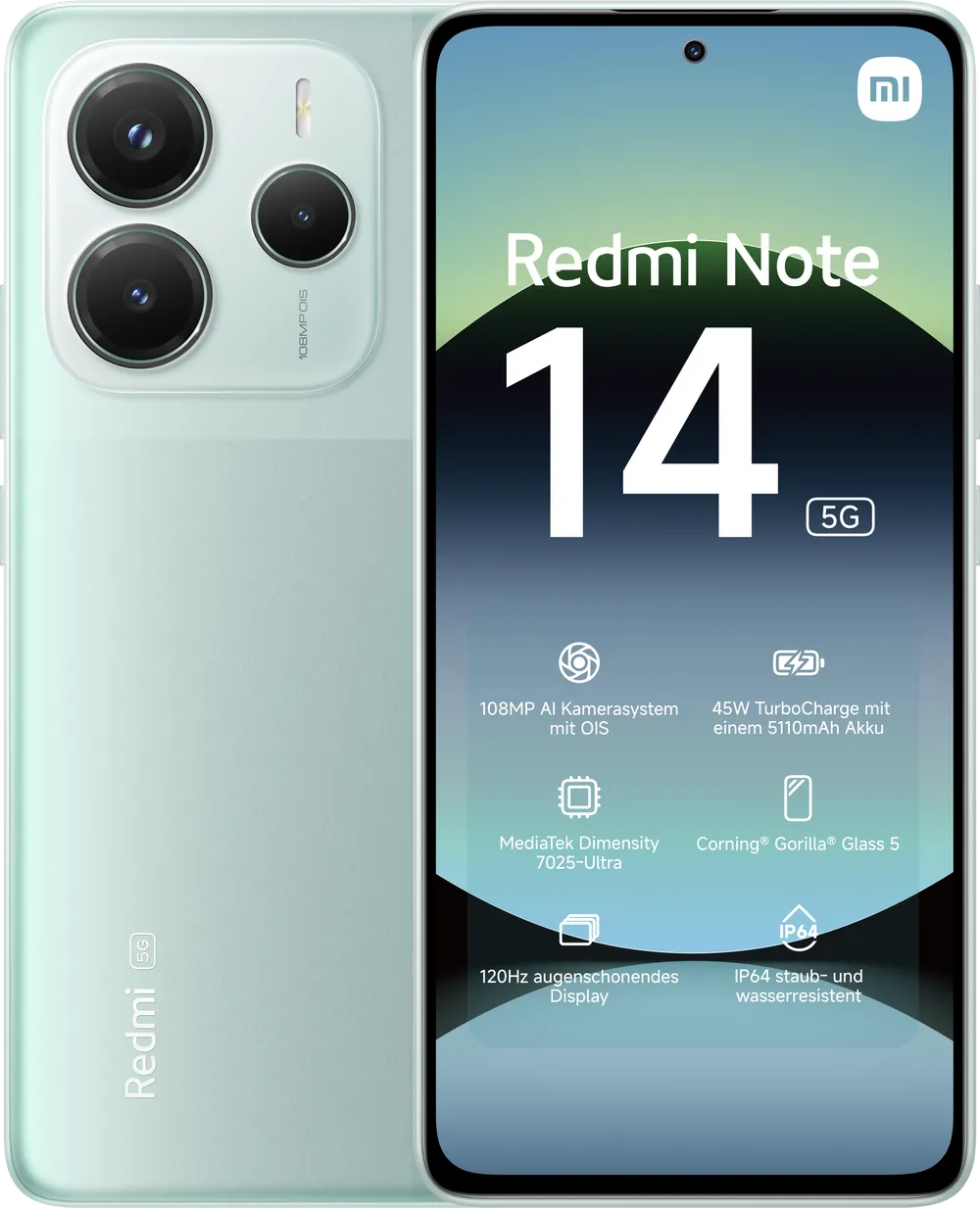 Redmi Note 14 5G 8GB + 256GB Coral Green Smartphone