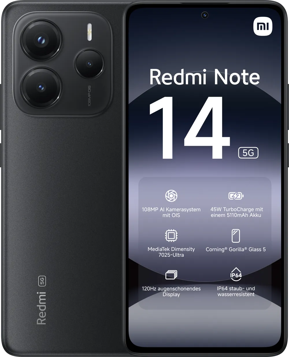 Redmi Note 14 5G 8GB + 256GB Midnight Black Smartphone