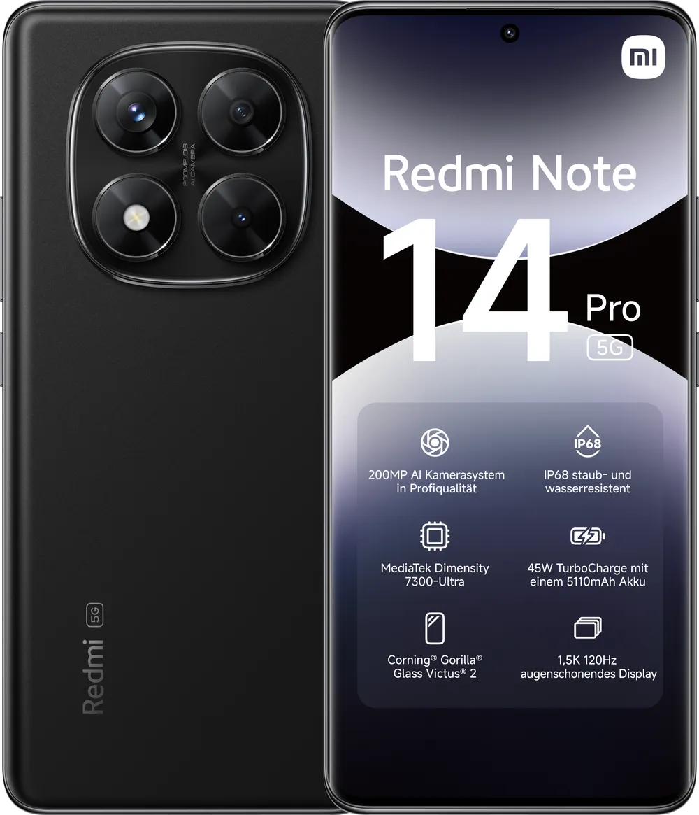 Redmi Note 14 Pro 5G 8GB + 256GB Midnight Black Smartphone