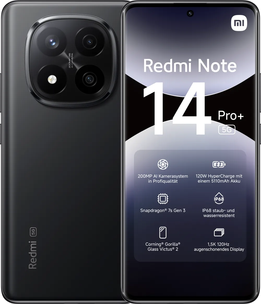 Redmi Note 14 Pro+ 5G 8GB + 256GB Midnight Black Smartphone