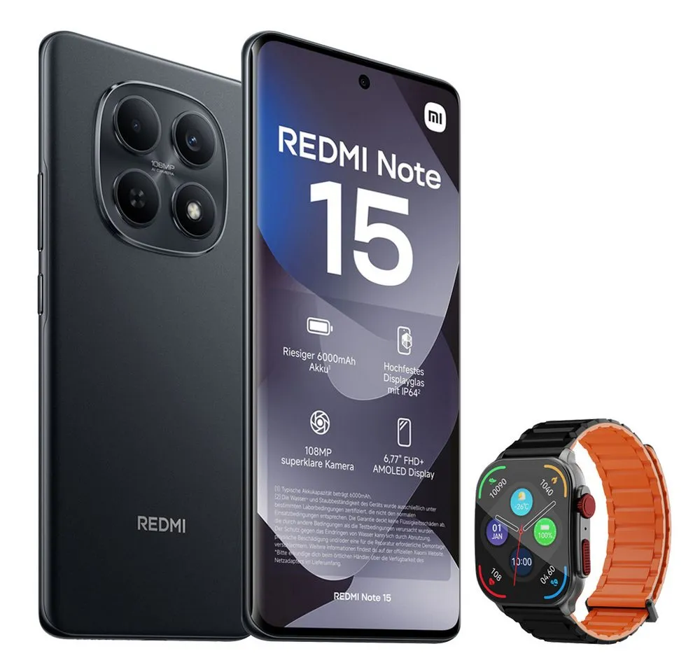 Xiaomi Redmi Note 15 4G 8+256GB Smartphone & Smartwatch Handy (17 cm, 108 MP Kamera)
