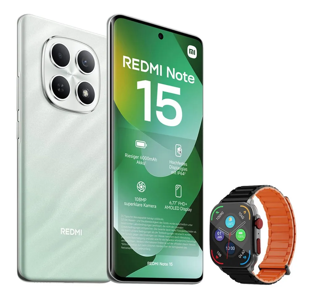 Xiaomi Redmi Note 15 4G 8+256GB Smartphone & Smartwatch Handy (17 cm, 108 MP Kamera)