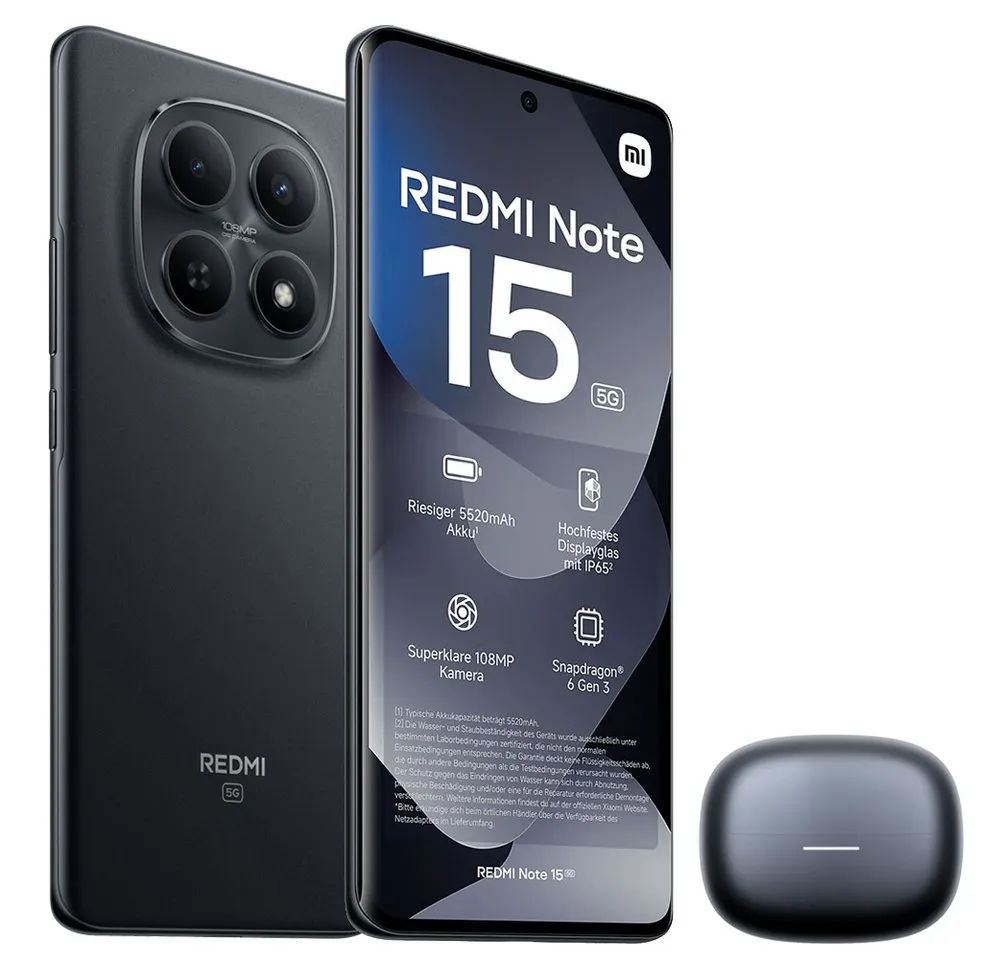 Xiaomi Redmi Note 15 5G 8+256GB Smartphone & Bluetooth Kopfhörer Handy (108 MP Kamera)