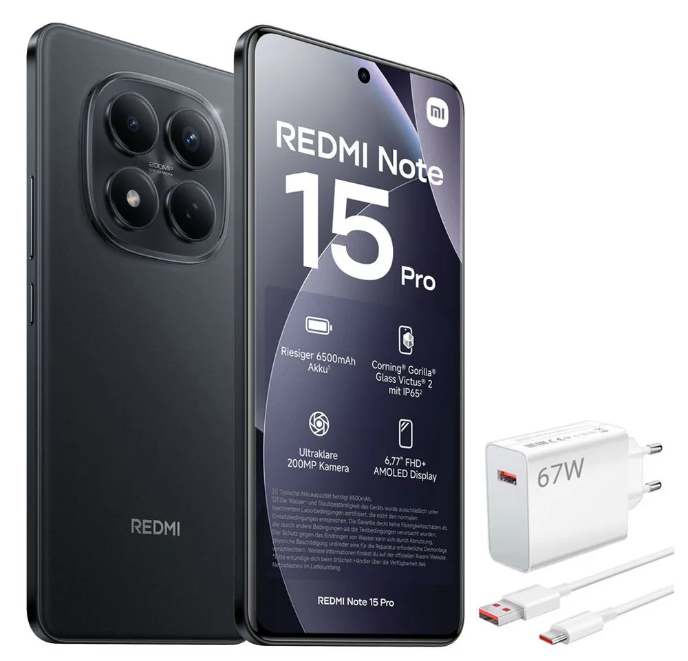 Xiaomi Redmi Note 15 Pro 4G 12+512GB Smartphone & 67W HyperCharge Handy (200 MP Kamera)