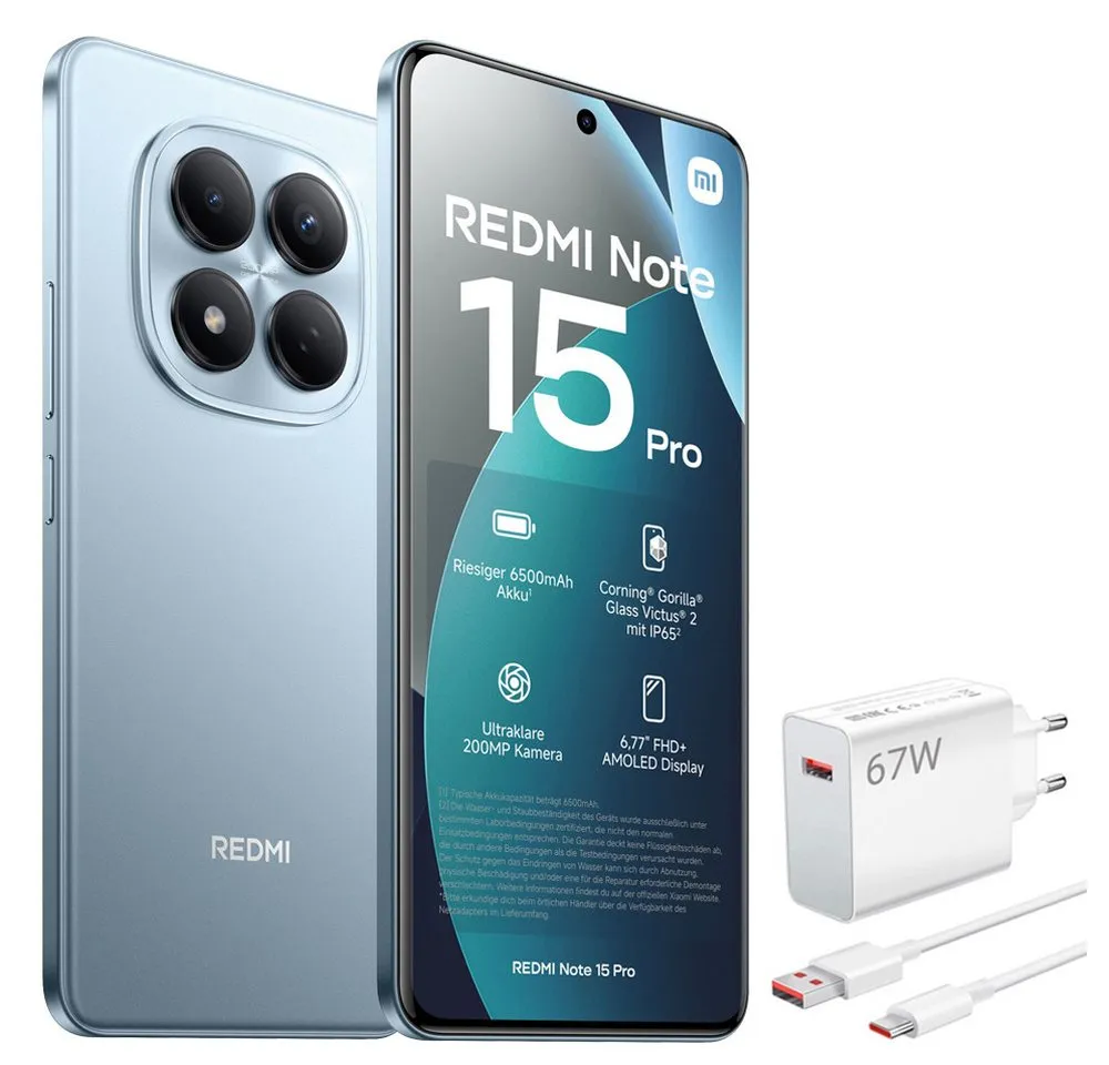 Xiaomi Redmi Note 15 Pro 4G 8+256GB Smartphone & 67W HyperCharge Handy (200 MP Kamera)
