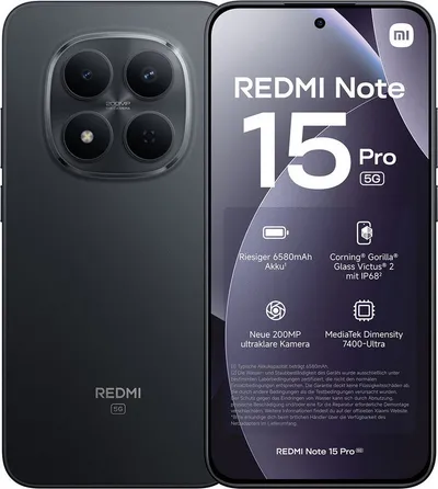 Xiaomi Redmi Note 15 Pro 5G 12+512GB Smartphone Handy (200 MP Kamera)