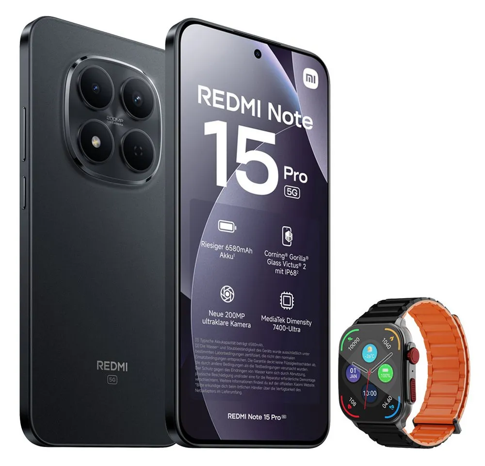 Xiaomi Redmi Note 15 Pro 5G 12+512GB Smartphone & Smartwatch Handy (200 MP Kamera)