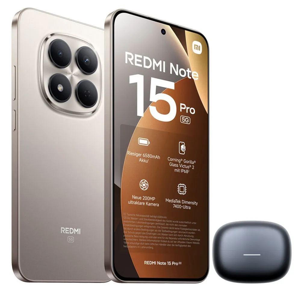 Xiaomi Redmi Note 15 Pro 5G 12+512GB Smartphone & Bluetooth Kopfhörer Handy (200 MP Kamera)