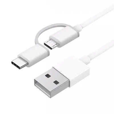 Xiaomi USB-auf-Micro-USB-Kabel mit USB-C-Adapter, 1 m, Weiß