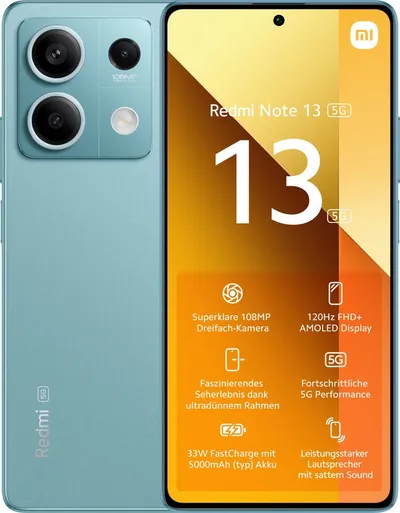 Xiaomi Xiaomi Redmi Note 13 5G Ozeanblaugrün 8 Gigabyte 256 Gigabyte Smartphone (256 GB Speicherplatz, 108 MP MP Kamera, Portable,Smart)