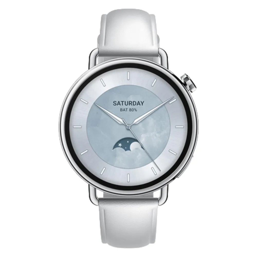 Xiaomi Watch S4 Bluetooth 41mm AMOLED Silber Gehäuse Weißes Armband 5ATM SpO2 Pulsmesser