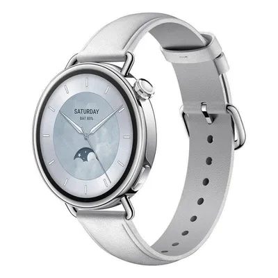 Xiaomi Watch S4 Bluetooth 41mm AMOLED Silber Gehäuse Weißes Armband 5ATM SpO2 Pulsmesser
