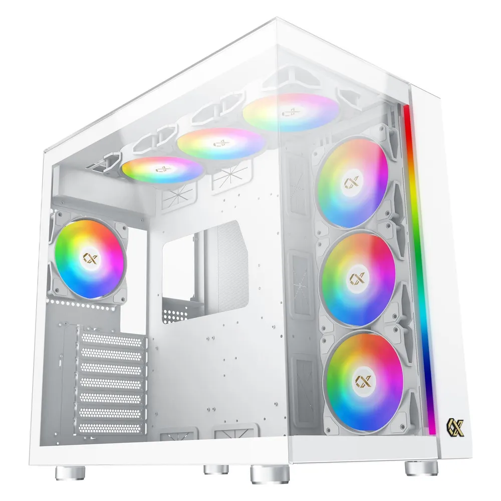 Xigmatek Boitier Moyen Tour E-ATX Aqua Ultra RGB avec panneaux vitrés (Blanc)