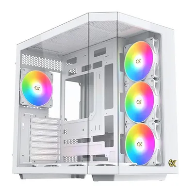 Gehäuse Xigmatek Cubi II EN45493 Weiß ARGB Glas-Seiten, 7 Lüfter ATX/Micro ATX