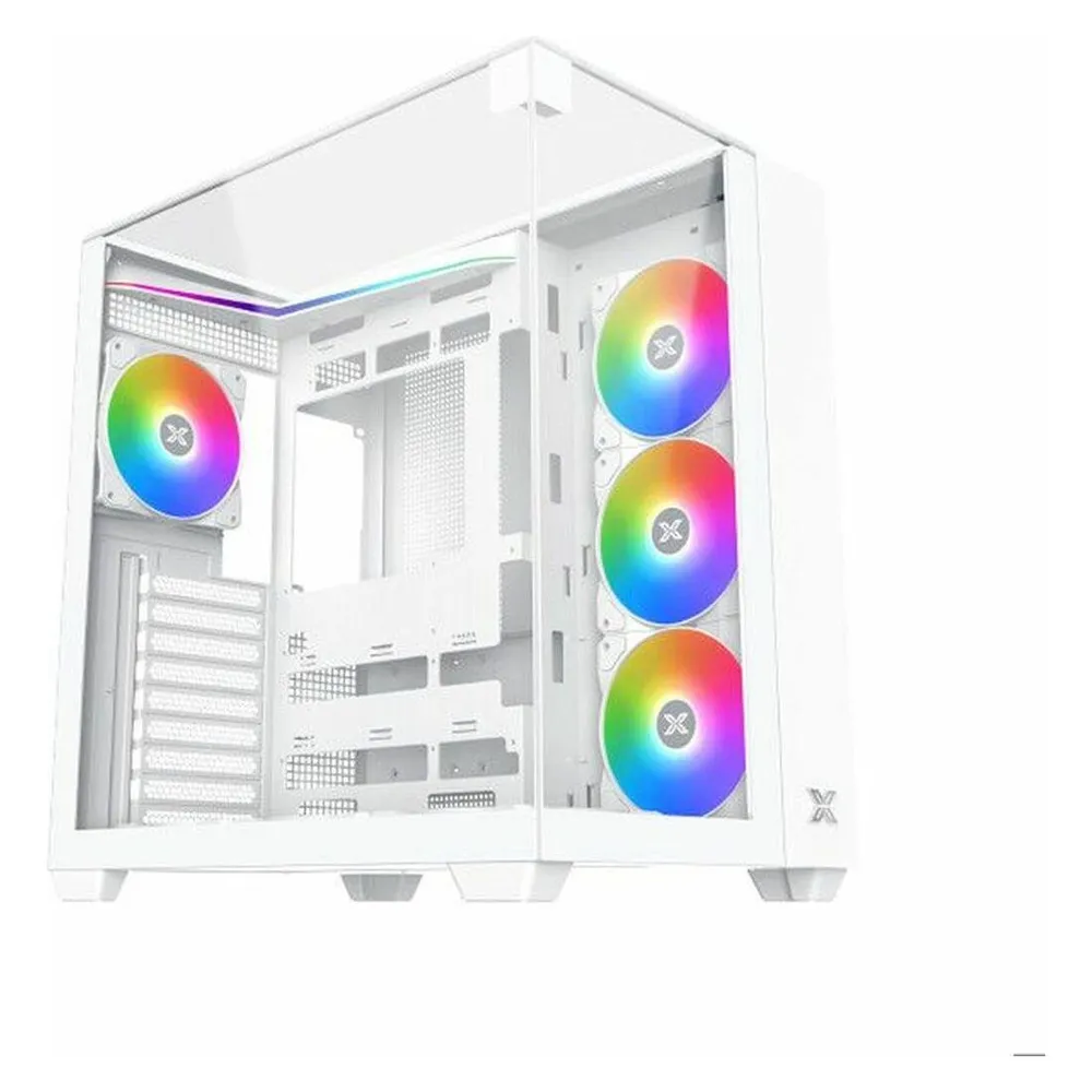 PC-Gehäuse Xigmatek EN45813 Aqua V Weiß Glas ARGB 7x120 mm ATX Micro ATX