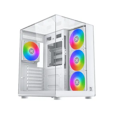 PC-Gehäuse Xigmatek Aqua Compact EN48258 Weiß ARGB Glas Seitenteil Micro ATX