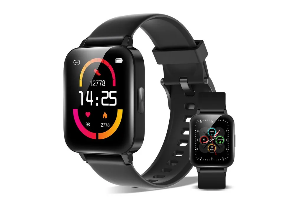 XINJI C1 Smartwatch Bluetooth Touchpanel Puls-/O²-Messung App, Black Fitnessuhr (4,29 cm cm/1,69 Zoll, Proprietär Betriebssystem), 1,69'' TFT Touchdisplay, 5ATM, Herzfrequenz & SpO₂